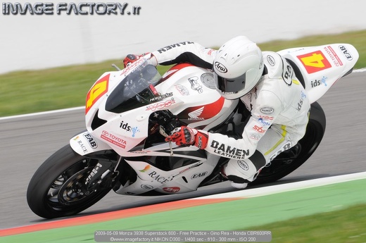 2009-05-09 Monza 3938 Superstock 600 - Free Practice - Gino Rea - Honda CBR600RR